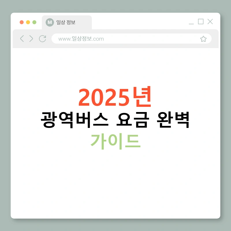 2025년 광역버스 요금 완벽 가이드