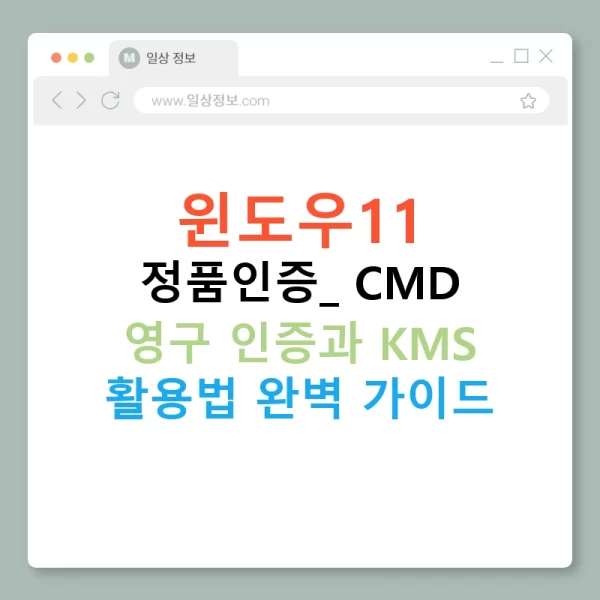 윈도우11 정품인증: CMD 영구 인증과 KMS 활용법 완벽 가이드