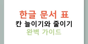 한글 문서 표 칸 늘이기와 줄이기 완벽 가이드