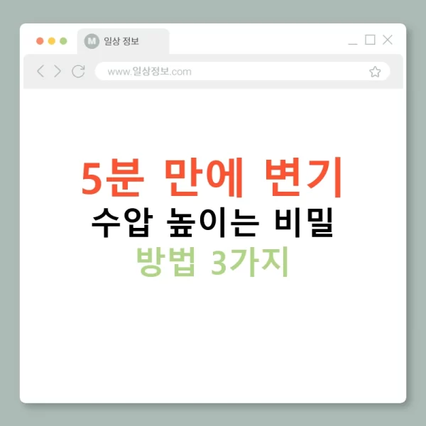 5분 만에 변기 수압 높이는 비밀 방법 3가지