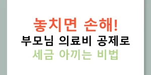 놓치면 손해! 부모님 의료비 공제로 세금 아끼는 비법