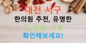 대전 서구 한의원 추천, 유명한 곳, 비용, 리뷰 확인해보세요!