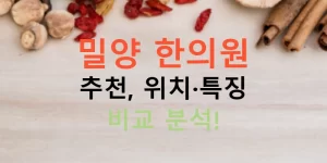 밀양 한의원 추천, 위치·특징 비교 분석!