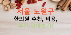 서울 노원구 한의원 추천, 비용, 후기 알아보기!