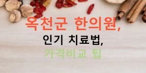 옥천군 한의원, 인기 치료법, 가격비교 팁