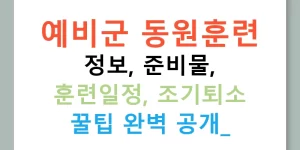 예비군 동원훈련 정보, 준비물, 훈련일정, 조기퇴소 꿀팁 완벽 공개!