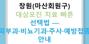 창원(마산회원구) 대상포진 치료 빠른 선택법 — 피부과·비뇨기과·주사·예방접종 안내