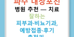파주 대상포진 병원 추천 — 치료 잘하는 피부과·비뇨기과, 예방접종·후기 총정리!