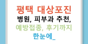 평택 대상포진 병원, 피부과 추천, 예방접종, 후기까지 한눈에!